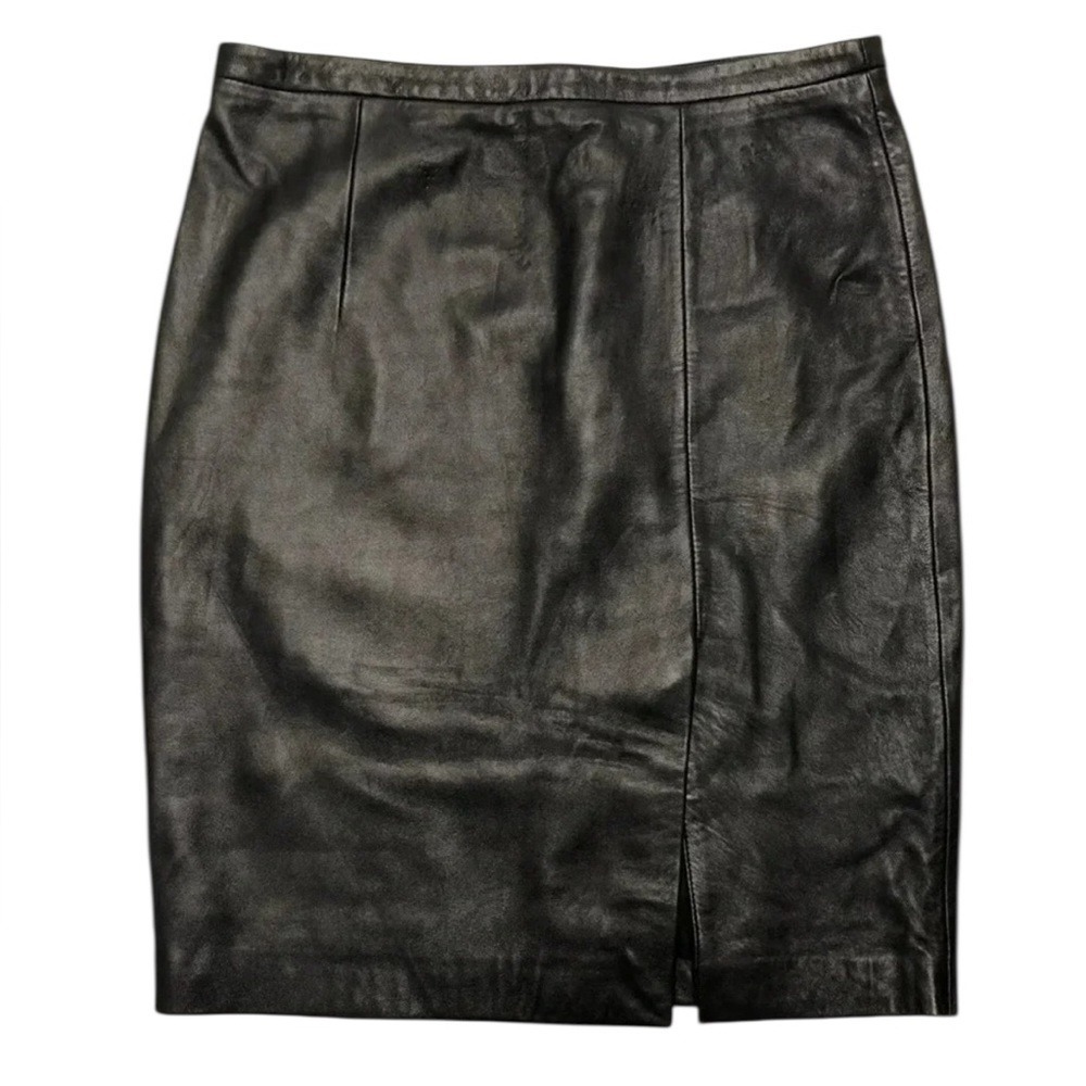 Michael‎ Kors Leather Pencil Skirt Women 8 Black